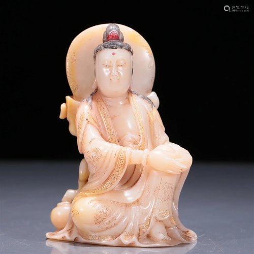 An Exquisite Soapstone Figure Of Guanyin