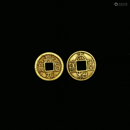 Two Fine Gold 'Jiachang' Coins