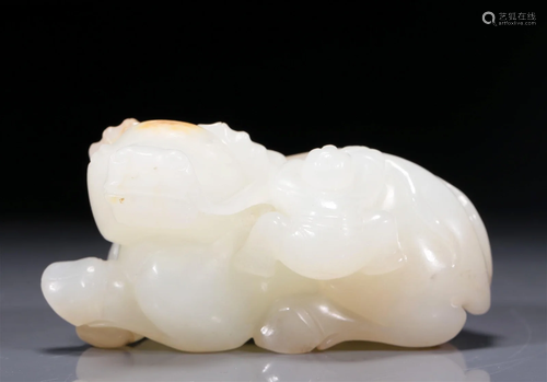 A Brilliant White Jade Buffalo