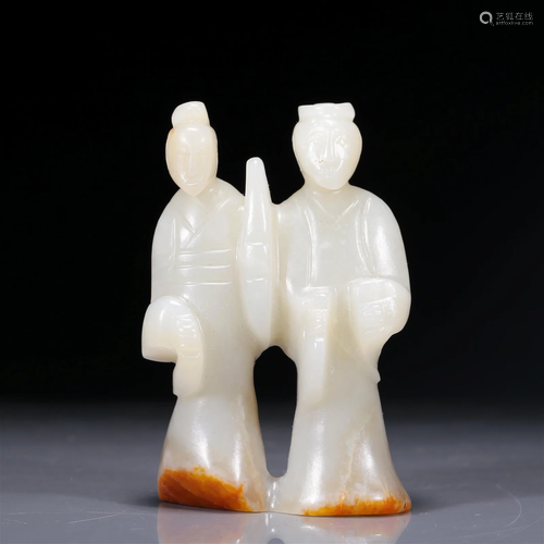 A Brilliant White Jade Figure Group