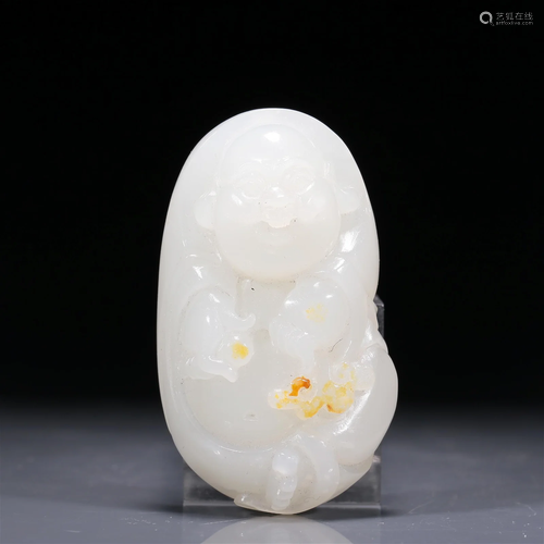 A Brilliant White Jade 'Maitreya' Pendant