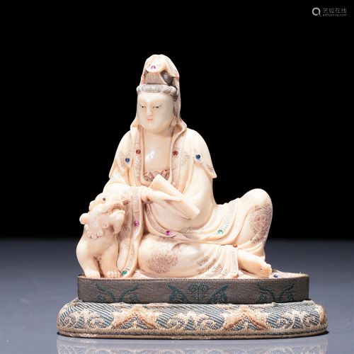 A Fabulous Soapstone Figure Of Guanyin