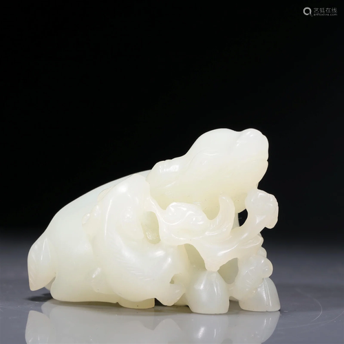 A Brilliant White Jade Buffalo