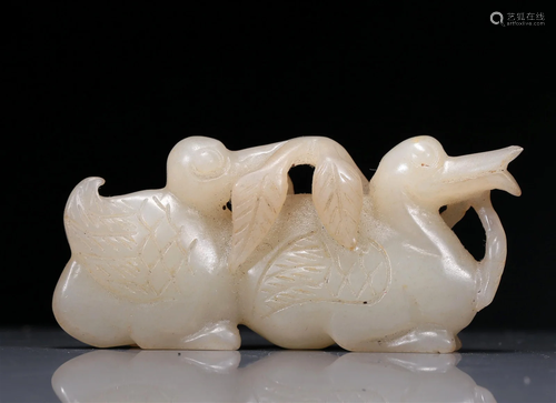 A Fabulous White Jade Duck Group