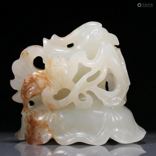 A Fabulous White Jade 'Flower& Bird' Decoration