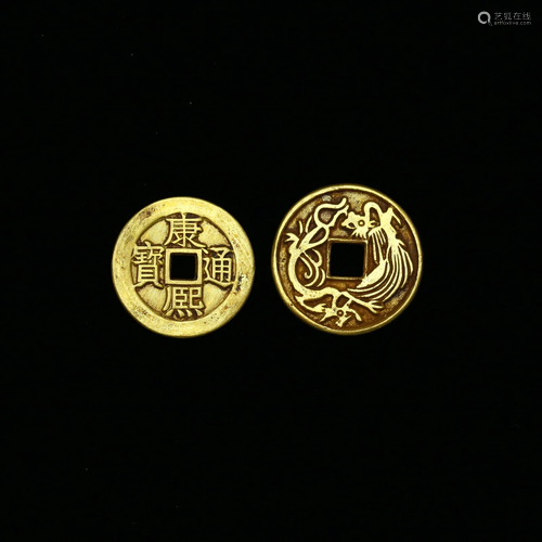 Two Fine Gold 'Kangxi' Coins