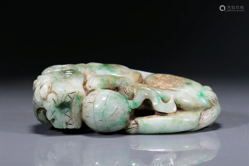 A Precious White Jade Jadeite 'Lion' Pendant