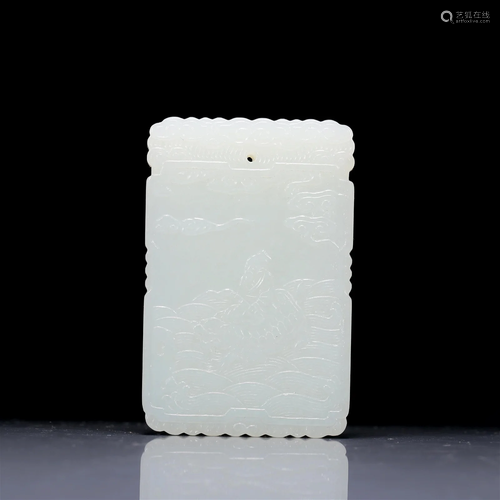 An Exquisite White Jade 'Ocean& Auspicious Beast' Panel With...