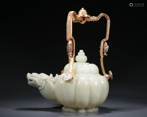 A Marvelous White Jade 'Dragon Head' Ewer With An Overhead H...