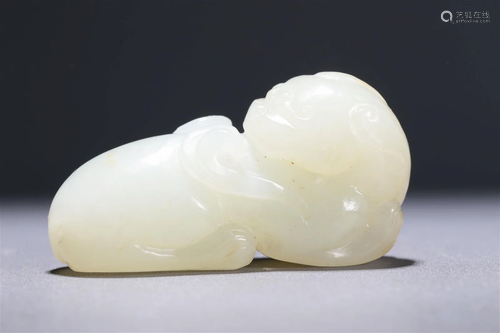 A Superb White Jade Unicorn Pendant