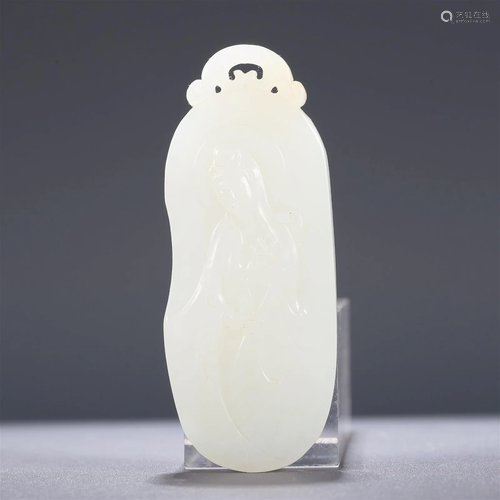 A Superb White Jade 'Guanyin' Panel