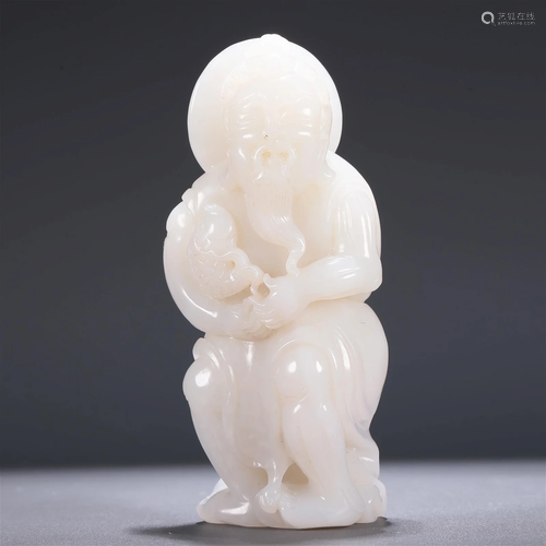 A Superb White Jade 'Fisherman' Pendant