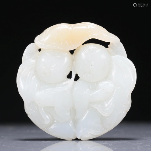 A Precious White Jade 'Boy' Pendant