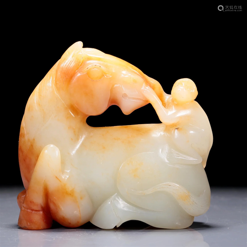 A Precious Imperial White Jade 'Monkey And Horse' Decoration