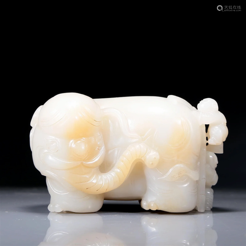 A Superb White Jade Elephant