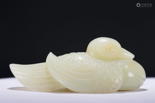 A Wonderful Gaogu White Jade 'Duck' Decoration