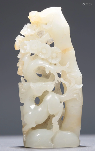 A Superb White Jade 'Horse' Decoration