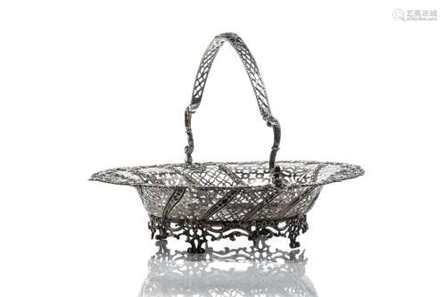 GEORGE III ENGLISH SILVER PIERCED BASKET, 1129g