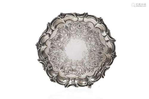 VICTORIAN ENGLISH SILVER SALVER, 476g