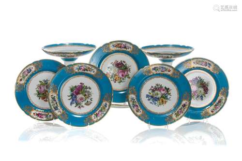 EIGHT PCS FRENCH PORCELAIN DESSERT SERVICE