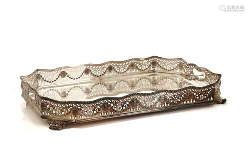 ENGLISH SILVERPLATED GALLERY TRAY