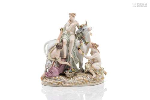 19th C MEISSEN PORCELAIN FIGURAL GROUP OF EUROPA