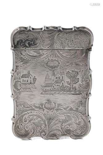 19th C AMERICAN SILVER CALLING CARD CASE, 38g