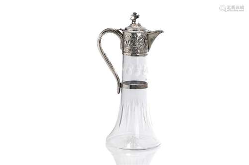 VICTORIAN SILVER TOPPED CUT GLASS DECANTER