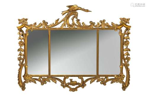 CHIPPENDALE STYLE CARVED GILTWOOD MIRROR