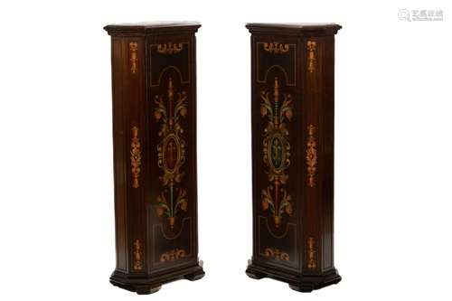 PAIR OF FRENCH PAINTED PEDESTALS