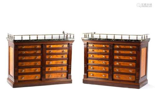 PAIR OF 19th C ENGLISH MULTI DRAWER CHESTS
