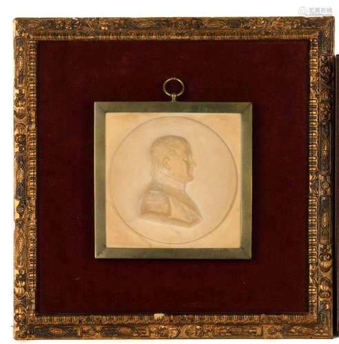 FRAMED EARLY PLASTER BUST OF NAPOLEON