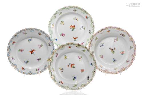 FOUR 19th C MEISSEN PORCELAIN PLATES