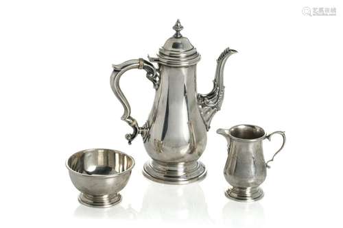 BIRKS CANADIAN THREE PC SILVER COFFEE SET, 794g