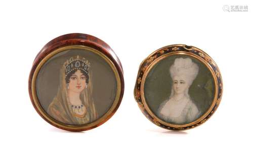 TWO ANTIQUE PORTRAIT MINIATURE BOXES