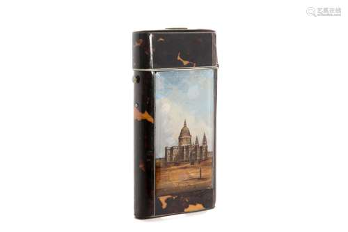 GRAND TOUR 19th C TORTOISE SHELL SOUVENIR CASE