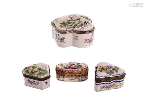 FOUR ANTIQUE ENAMEL BOXES