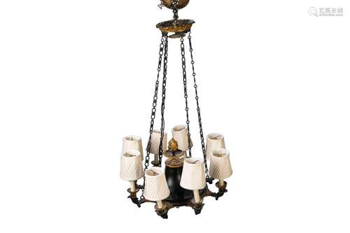 FRENCH EMPIRE EIGHT-LIGHT BRONZE HANGING FIXUTRE