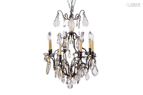 GLASS LUSTRE EIGHT-BRANCH LIGHT FIXTURE