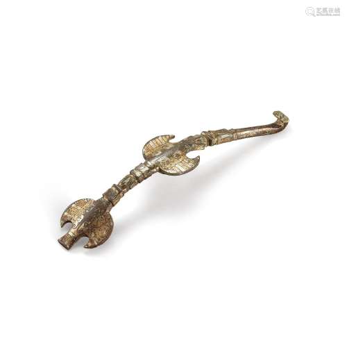 A gilt and silvered bronze 'bird' belt hook, Eastern Zhou dy...
