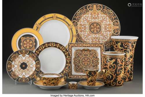 Sixty-Piece Versace for Rosenthal Barocco Pattern Partial Gi...