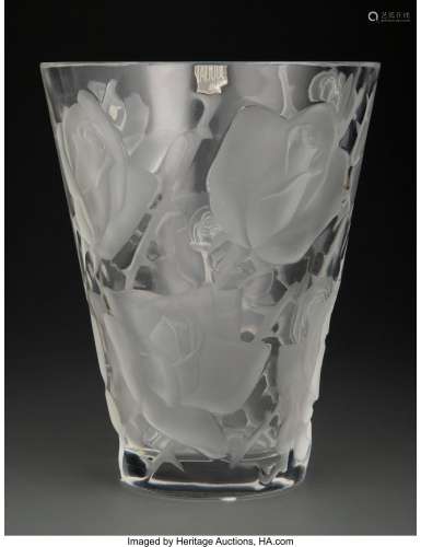 Lalique Clear and Frosted Glass Isphahan Vase, post-1945 Mar...