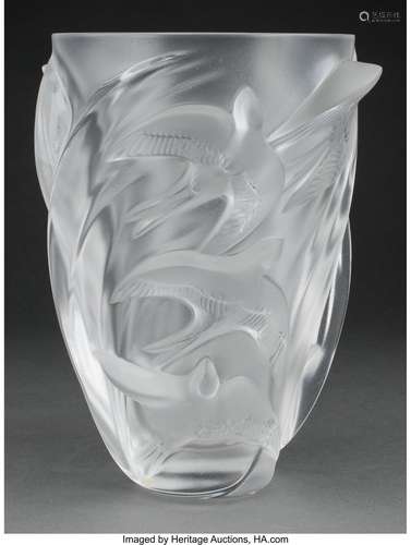 Lalique Clear and Frosted Glass Martinets Vase, post-1945 Ma...