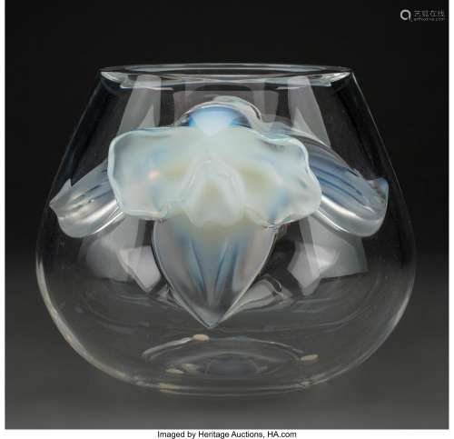 Lalique Opalescent and Clear Glass Orchidée Vase, post-1945 ...