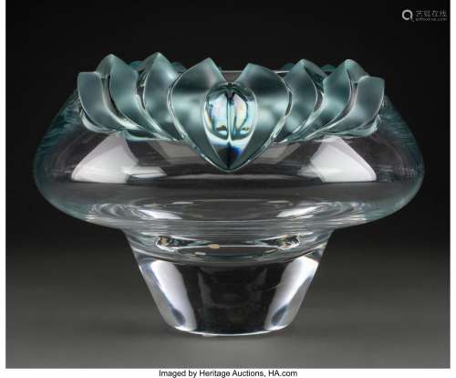 Lalique Clear and Green Glass Persepolis Bowl in Original Fi...