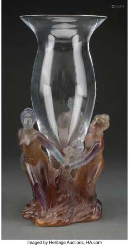Daum Pate de Verre and Clear Glass Figural Vase in Original ...