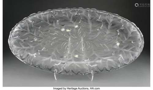 Lalique Clear and Frosted Glass Chene Platter, post-1945 Mar...