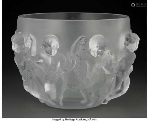 Lalique Clear and Frosted Glass Luxembourg Bowl, post-1945 M...