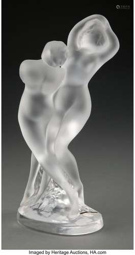 Lalique Clear and Frosted Glass Deux Danseuses Sculpture Des...