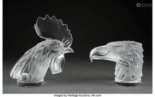 Two Lalique Clear and Frosted Glass Mascots with Original Fi...